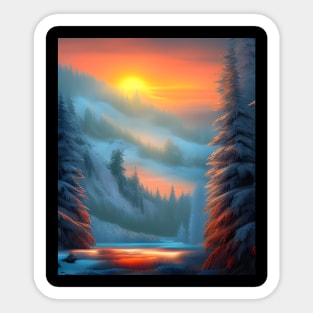 colorful winter sunset Sticker